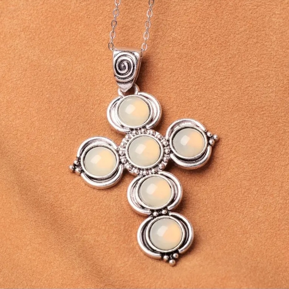 🏷SALE🏷Stone Cross pendant necklace.  NWT. HighQuality. Fast Ship.